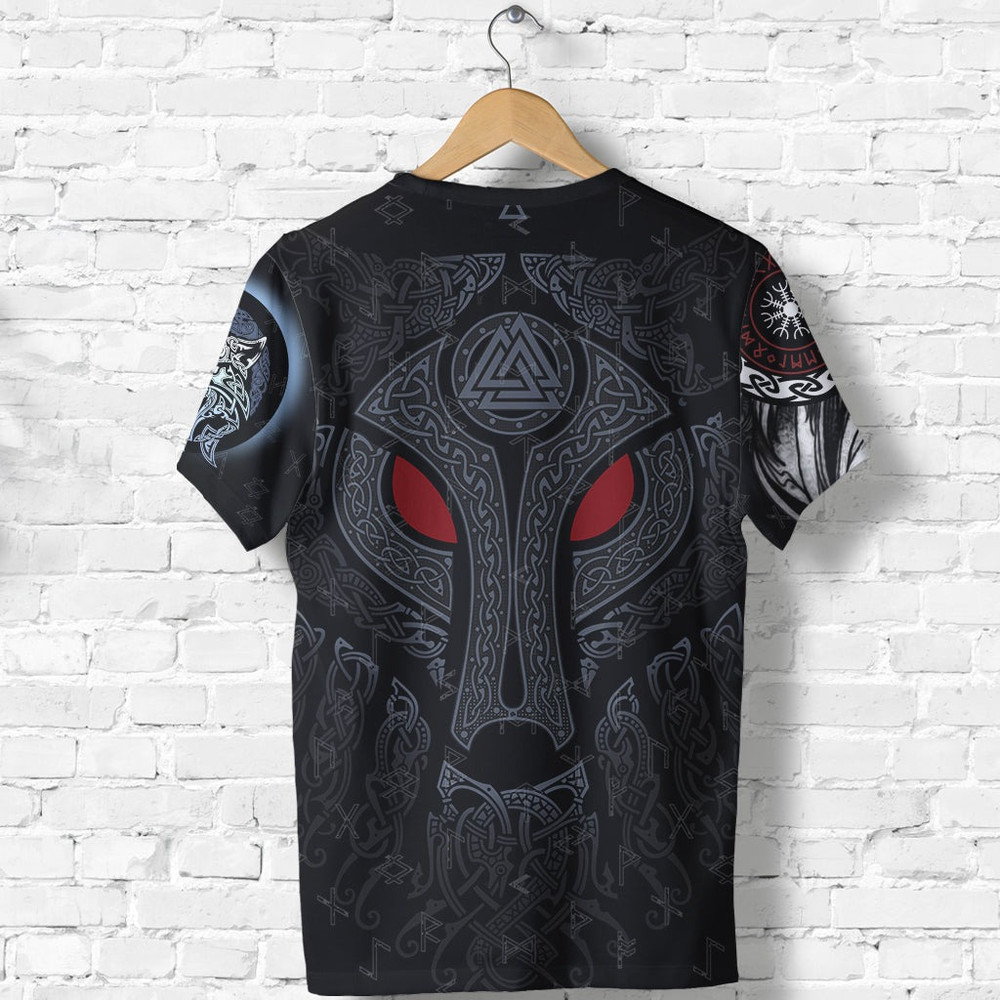 Fenrir And Moon Viking T Shirt For Men Women