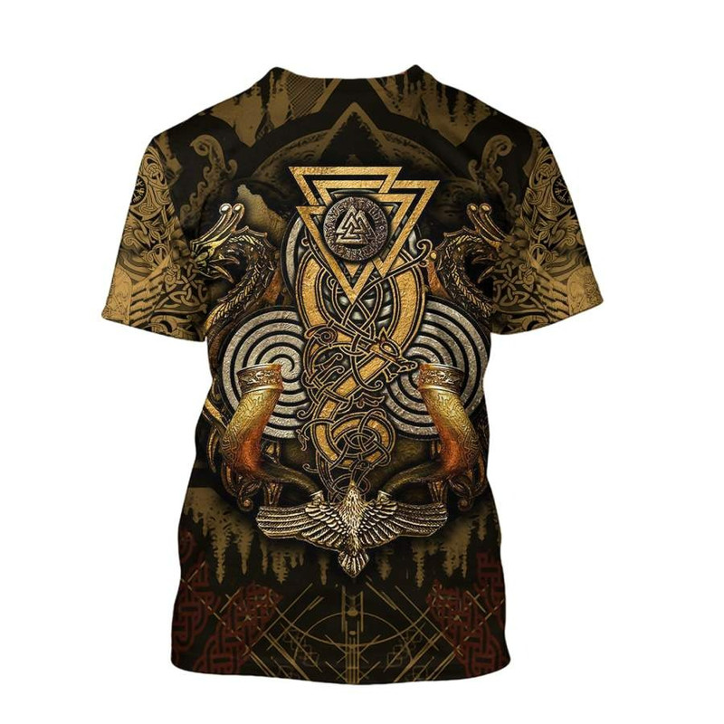 Golden Huginn Tattoo TShirt Viking T Shirt For Men Women
