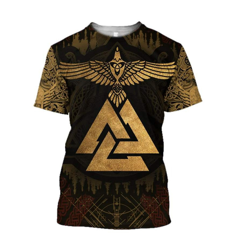 Golden Huginn Tattoo TShirt Viking T Shirt For Men Women