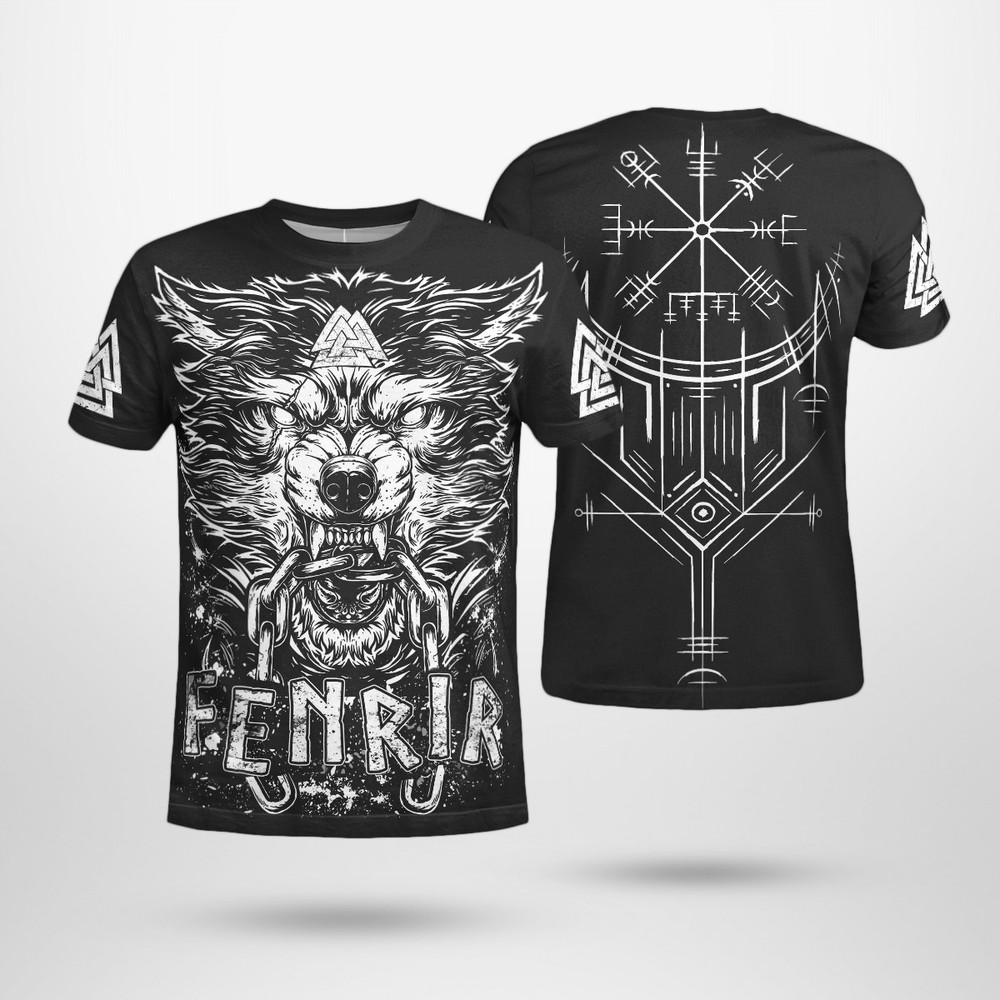 FENRIR VEGVISIR VIKING TShirt Viking T Shirt For Men Women