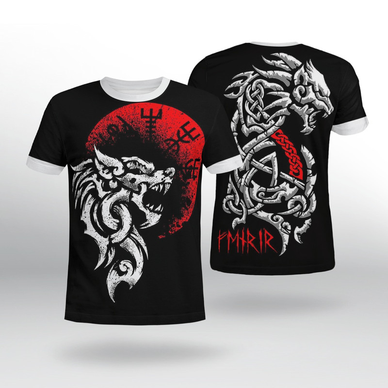 FENRIR VEGVISIR VIKING TShirt Viking T Shirt For Men Women