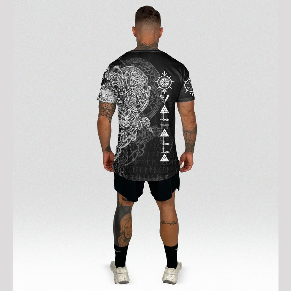 Viking Warrior Valhalla TShirts Style Vegvisir Viking T Shirt For Men Women
