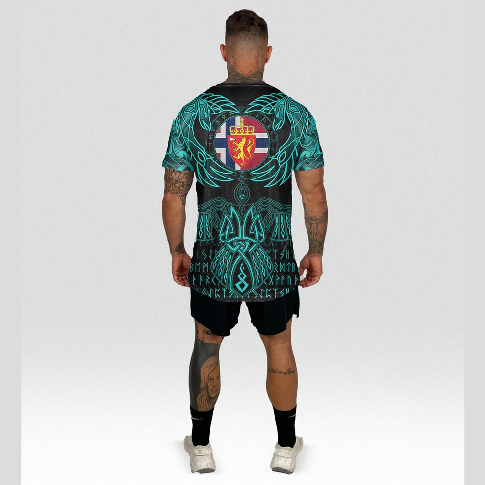 Sami TShirts Valknut of Odin Cyan Viking T Shirt For Men Women