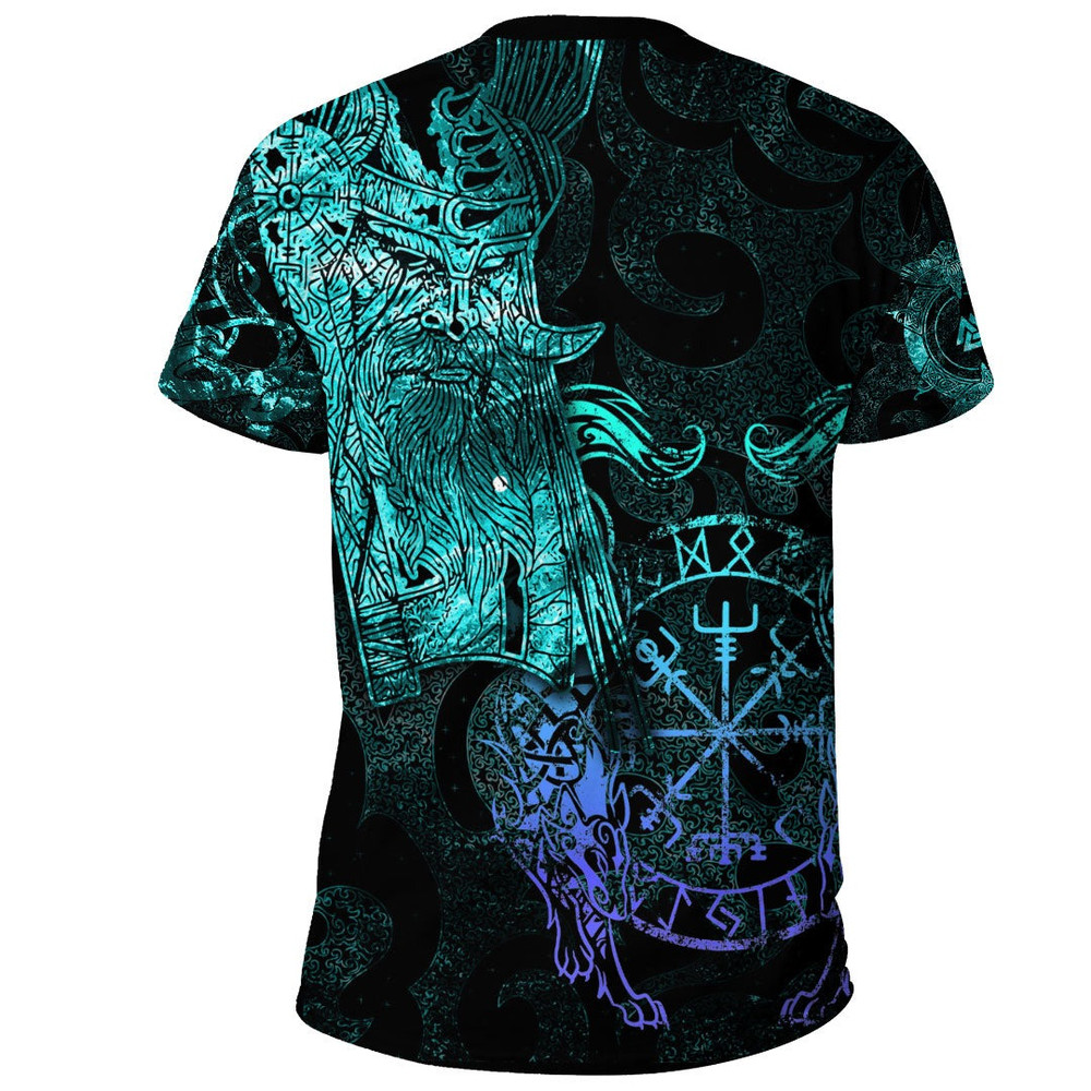 Viking Odin Tattoo Cyan Version TShirt Viking T Shirt For Men Women