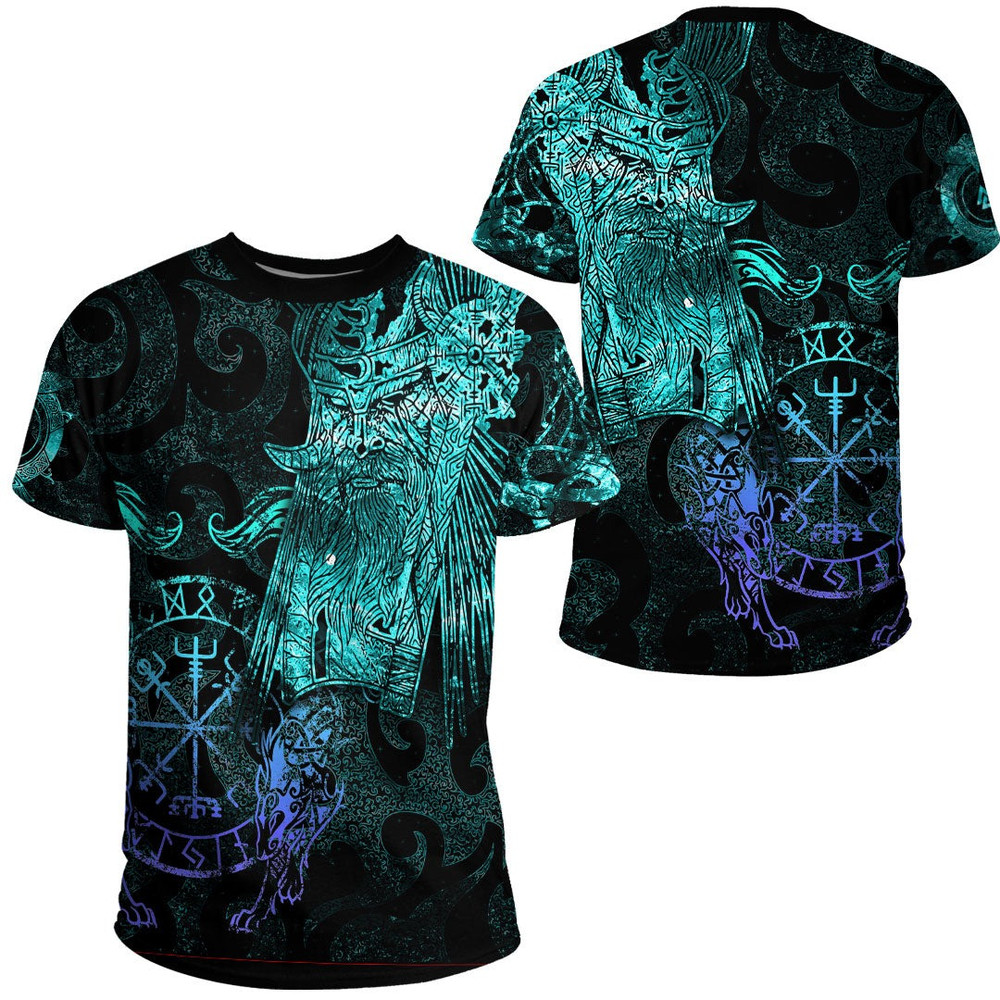 Viking Odin Tattoo Cyan Version TShirt Viking T Shirt For Men Women