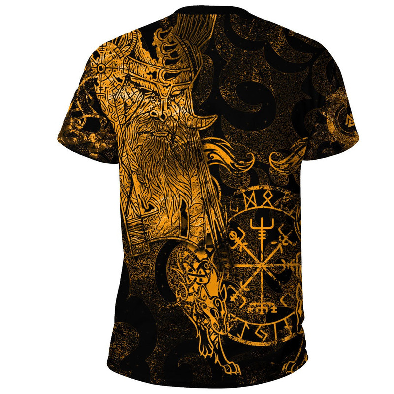Viking Odin Tattoo Gold Version TShirt Viking T Shirt For Men Women