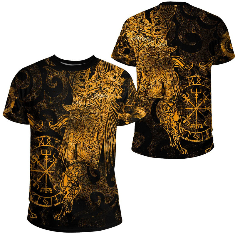 Viking Odin Tattoo Gold Version TShirt Viking T Shirt For Men Women