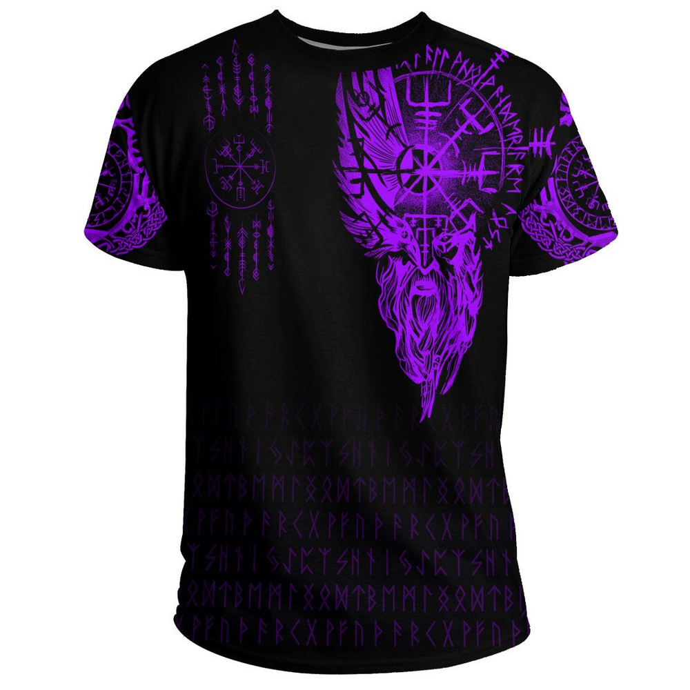 Viking Compass Vegvisir Tattoo Purple Version TShirt Viking T Shirt For Men Women
