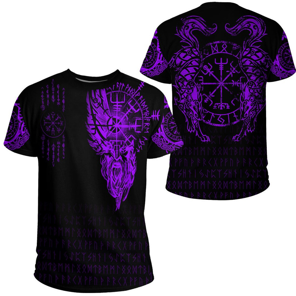 Viking Compass Vegvisir Tattoo Purple Version TShirt Viking T Shirt For Men Women