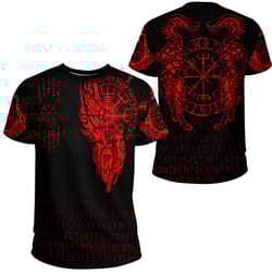 viking compass vegvisir tattoo - red version t-shirt, viking t shirt for men women