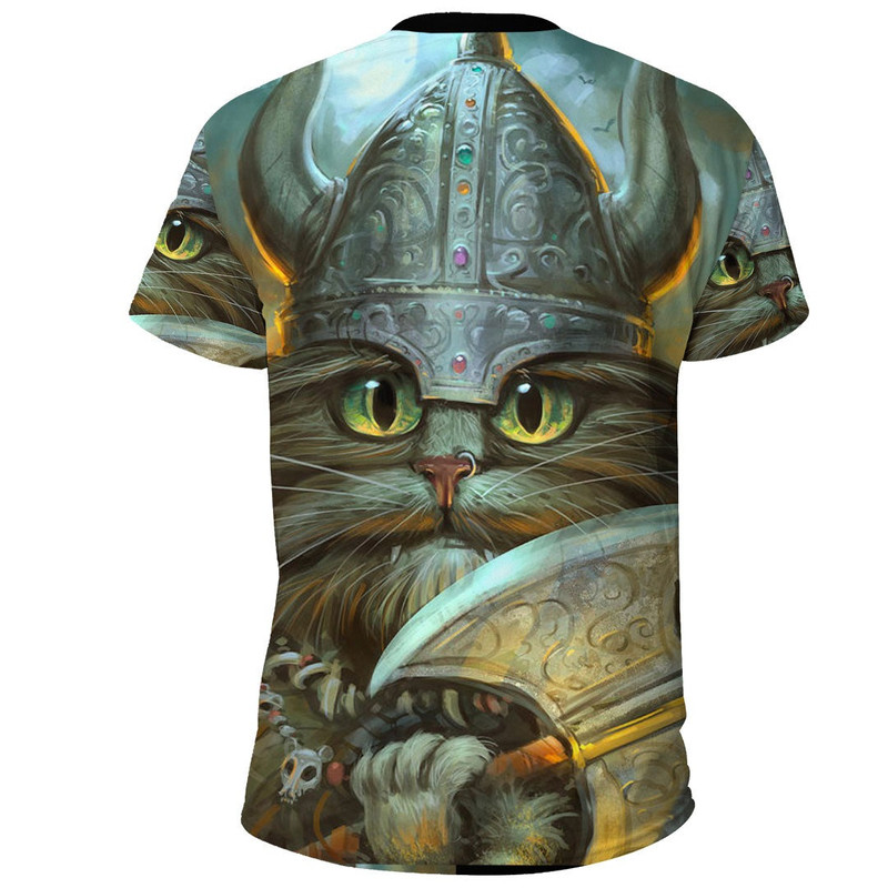 Vikings Cat Warrior TShirt Viking T Shirt For Men Women