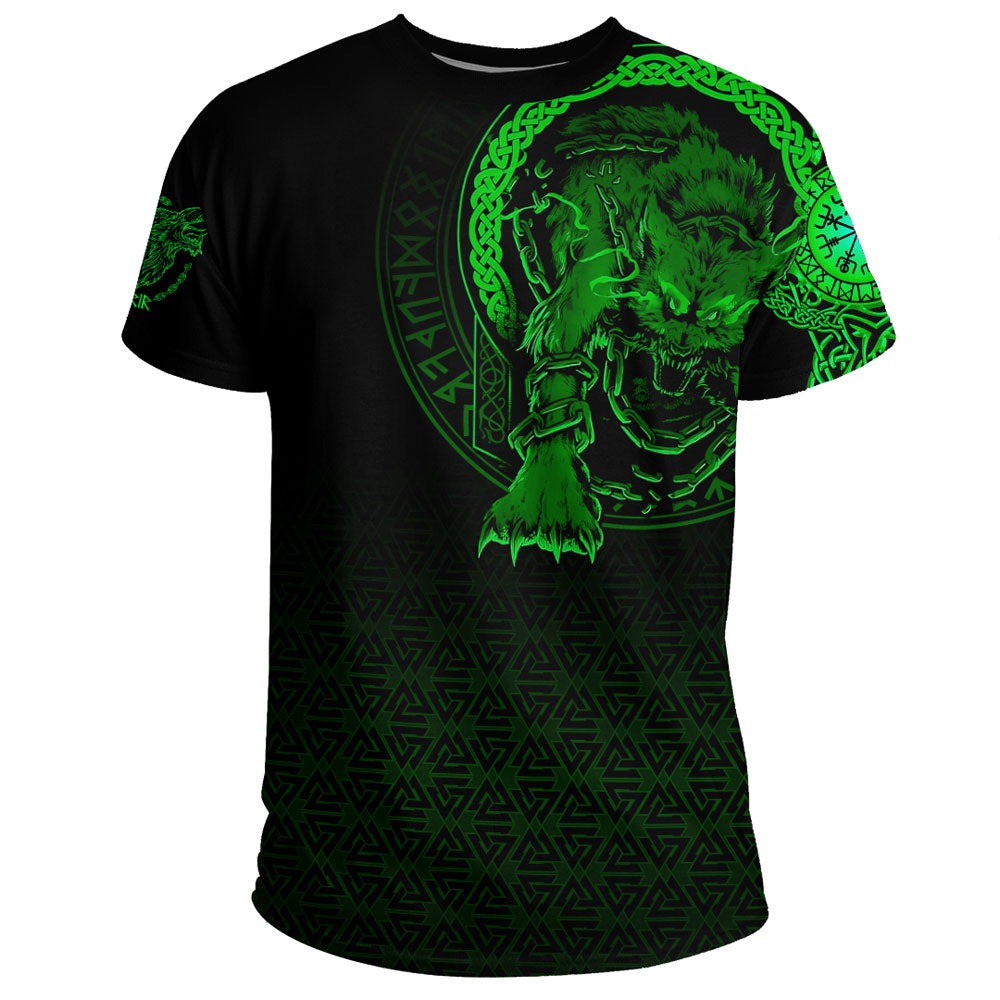 Viking Fenrir Norse 3D Green Tshirt Viking T Shirt For Men Women
