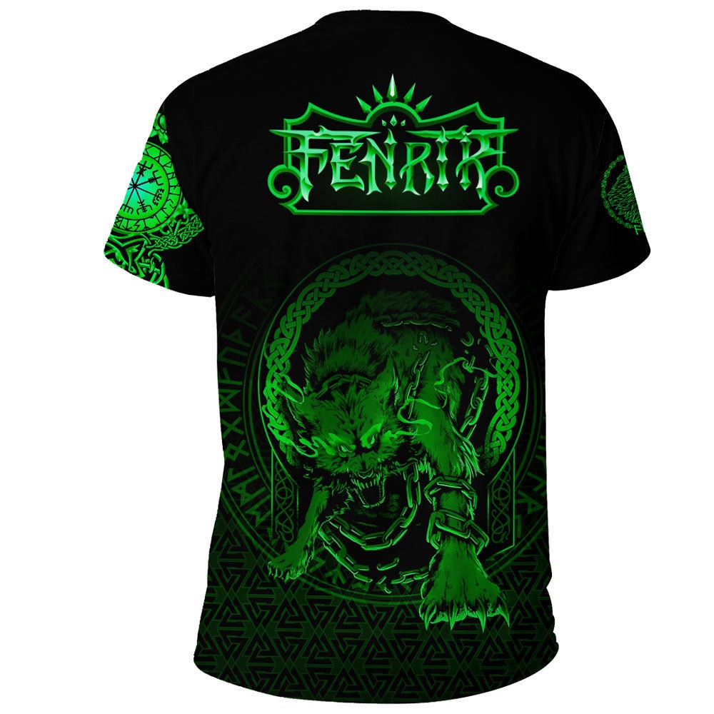 Viking Fenrir Norse 3D Green Tshirt Viking T Shirt For Men Women