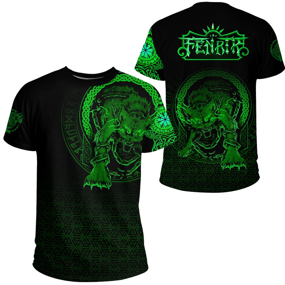 Viking Fenrir Norse 3D Green Tshirt Viking T Shirt For Men Women