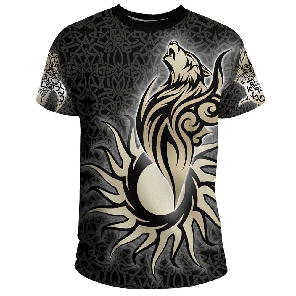 Viking Gold Fenrir Wolf TShirt Viking T Shirt For Men Women