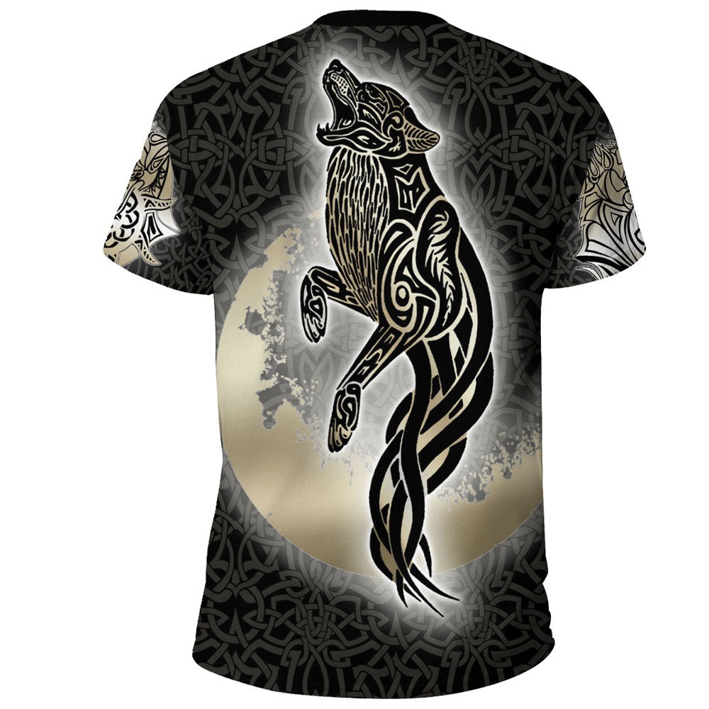 Viking Gold Fenrir Wolf TShirt Viking T Shirt For Men Women