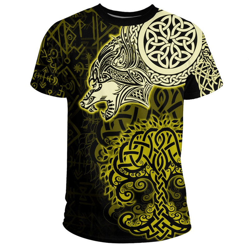 Viking Wolf Gold TShirt Viking T Shirt For Men Women
