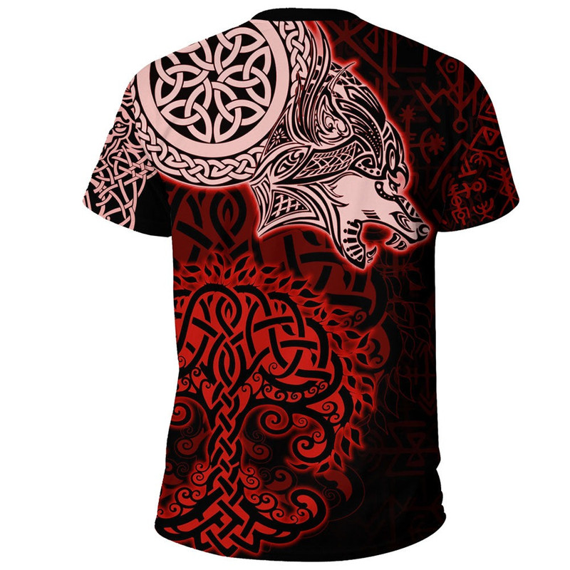 Viking Wolf Red TShirt Viking T Shirt For Men Women
