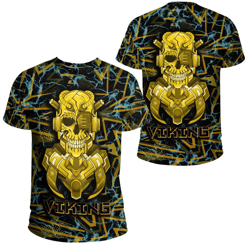 Viking 3D Robo Warrior Gold TShirt Viking T Shirt For Men Women