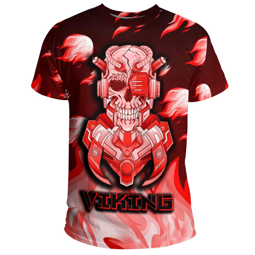 Viking 3D Robo Warrior Red Fire Pattern TShirt Viking T Shirt For Men Women