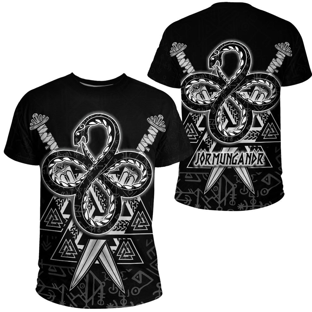 Jormugandr and Valknut TShirt Viking T Shirt For Men Women