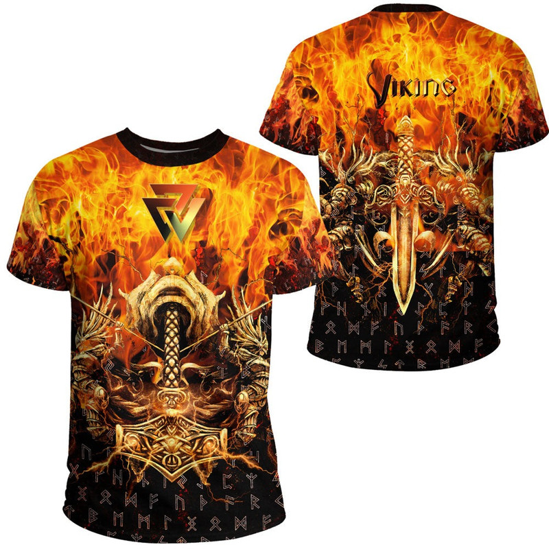 Viking Valkyrie Warrirors Valknut Fire Norse God of Thunder TShirt Viking T Shirt For Men Women
