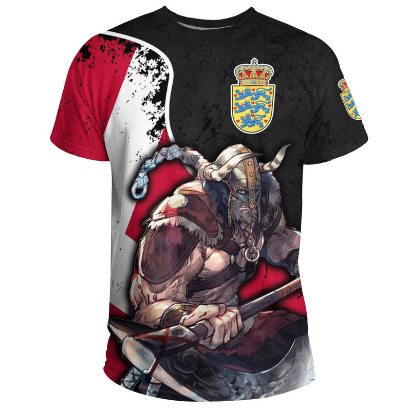 Denmark Warriors Brush Style Norse God of Thunder TShirt Viking T Shirt For Men Women