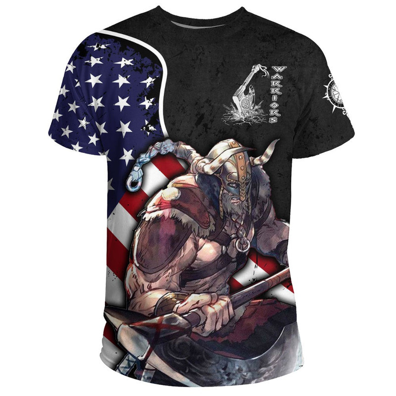 United States Warriors Brush Style Norse God of Thunder TShirt Viking T Shirt For Men Women