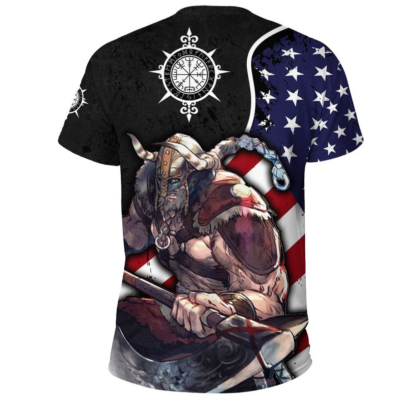 United States Warriors Brush Style Norse God of Thunder TShirt Viking T Shirt For Men Women