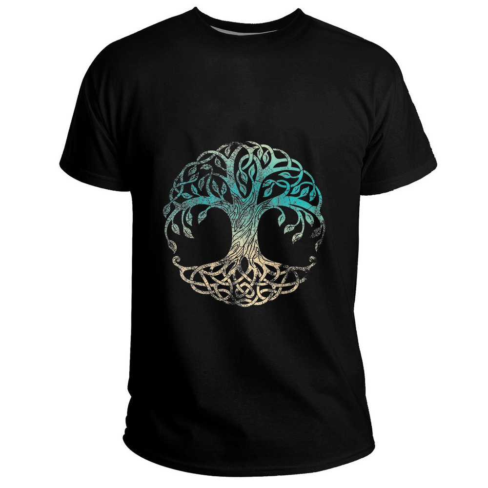 Custom Yggdrasil Tree Of Life Norse Viking Symbol Worn Color Basic TShirt Viking T Shirt For Men