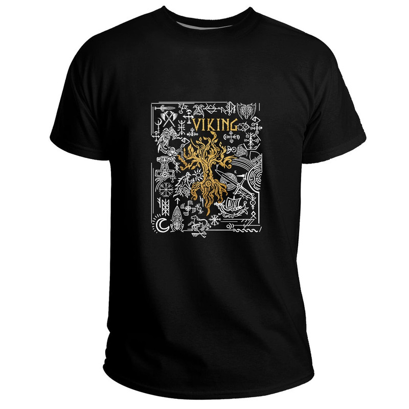 Custom Yggdrasil and Symbol Viking Basic TShirt Viking T Shirt For Men Women