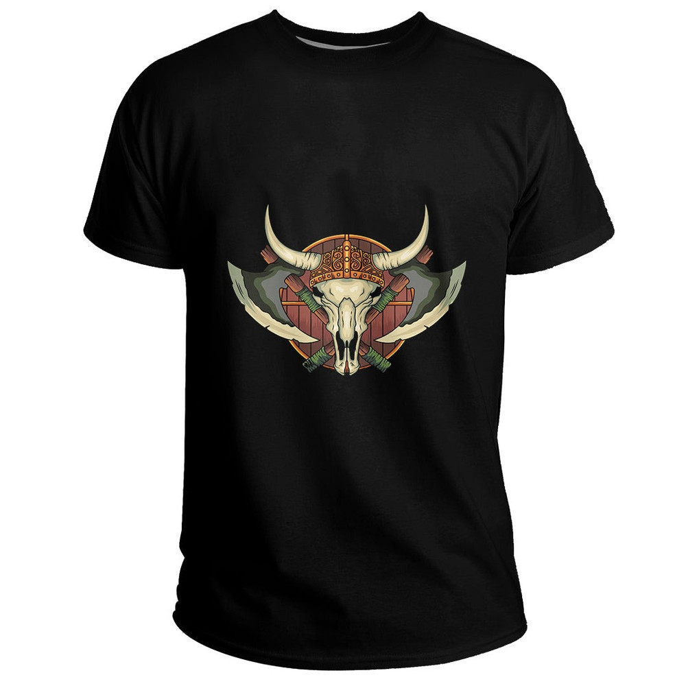 Custom Yak Skull And Equipment Basic TShirt Viking T Shirt For Men Women