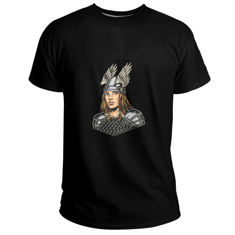 Custom Woman In Metal Armor And Helmet Basic TShirt Viking T Shirt For Men Women