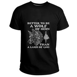 custom wolf of odin norse mythology basic t-shirt, viking t shirt for men women