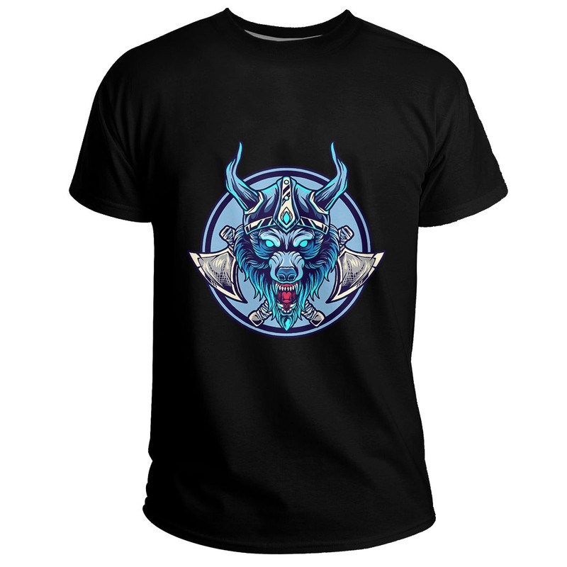 Custom Wolf Head Basic TShirt Viking T Shirt For Men Women