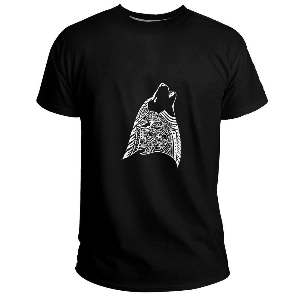 Custom Wolf Head Howling Basic TShirt Viking T Shirt For Men Women