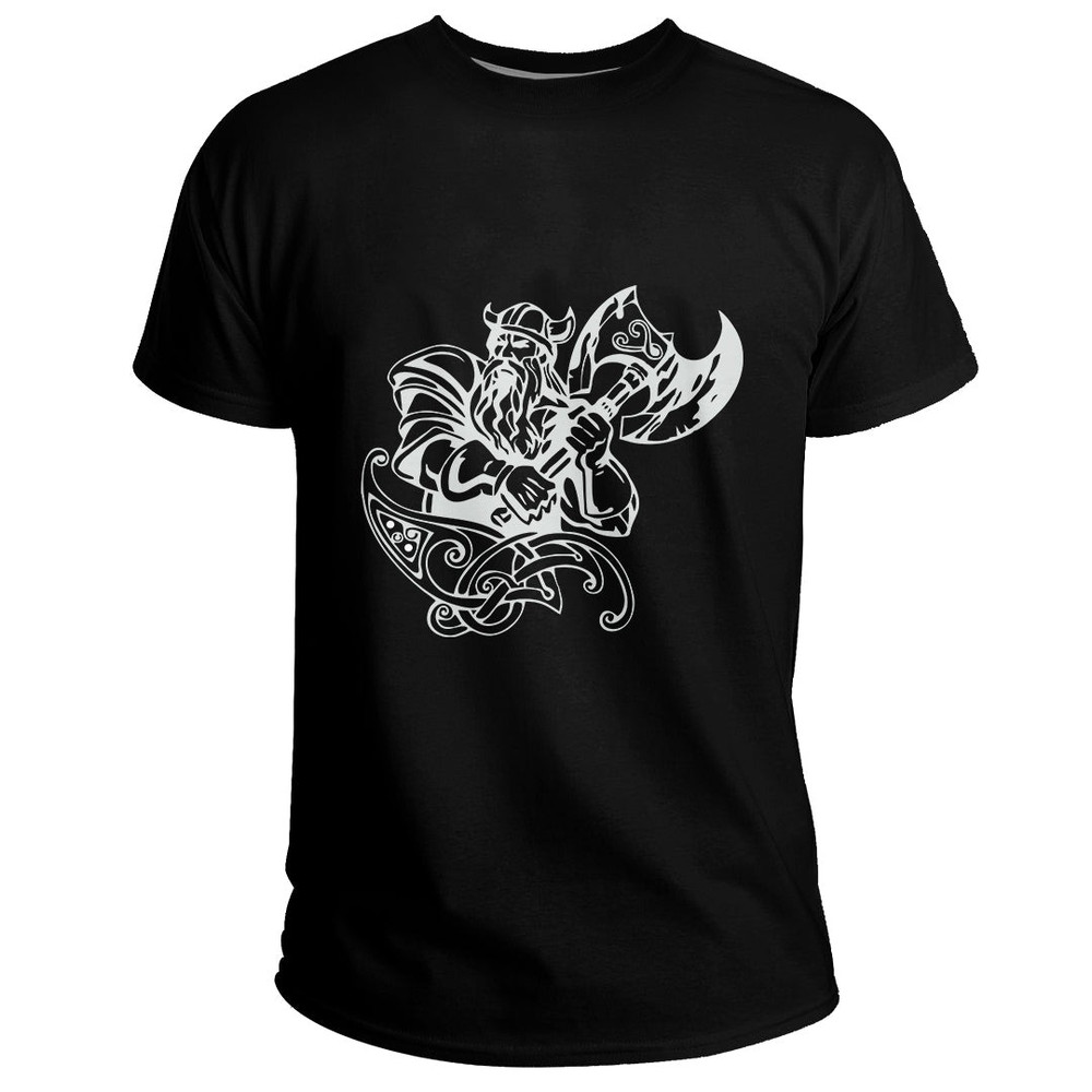 Custom With An Axe With The Motives Of Scandinavian Culture Basic TShirt Viking T Shirt For Men Wo
