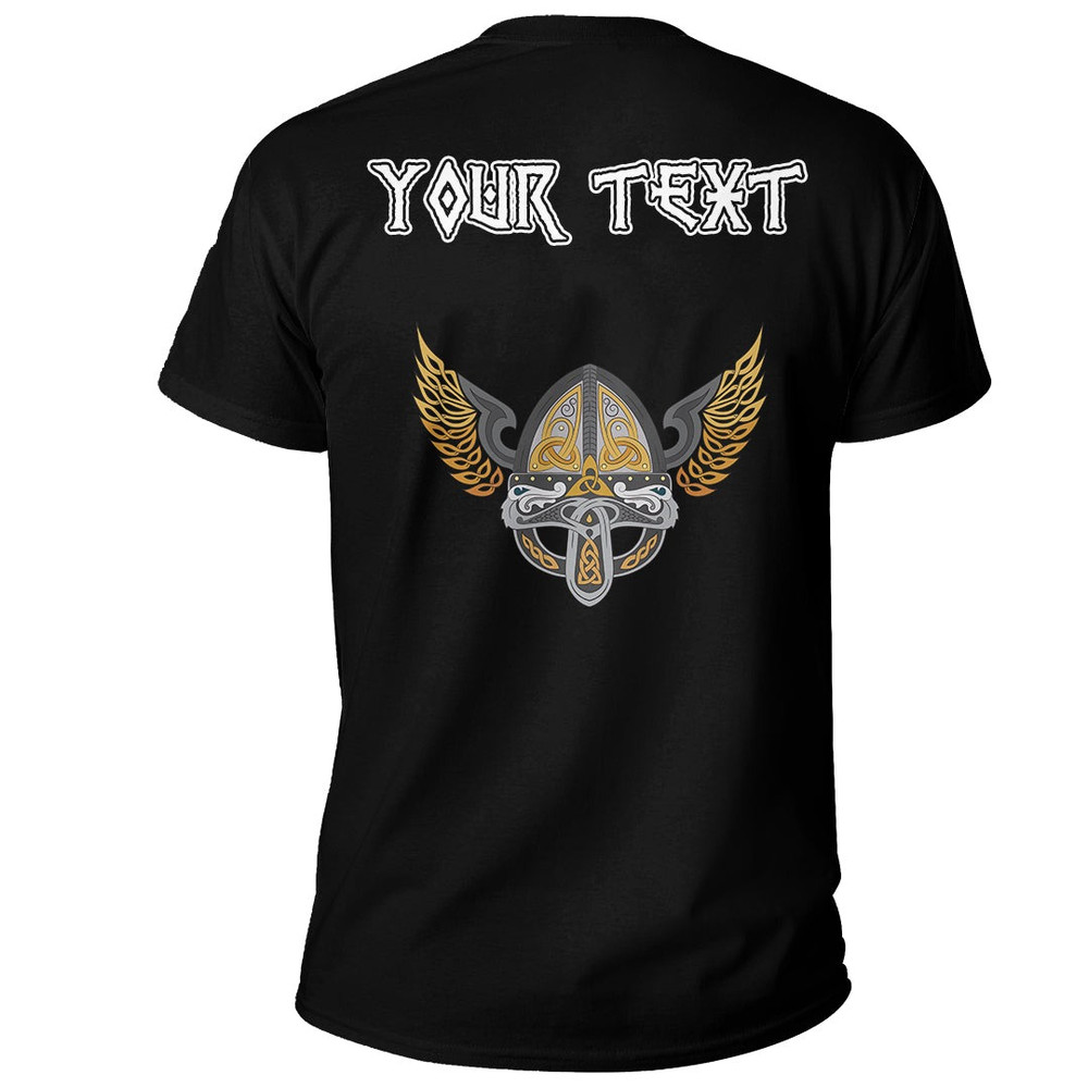 Custom Winged Helmet With Scandinavian Pattern Basic TShirt Viking T Shirt For Men Women