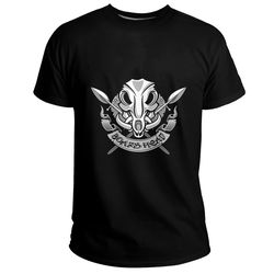 custom wild boar skull with spears and banner basic t-shirt, viking t shirt for men women