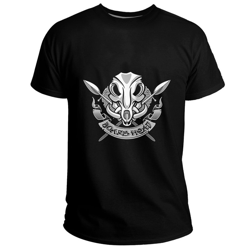 Custom Wild Boar Skull With Spears And Banner Basic TShirt Viking T Shirt For Men Women