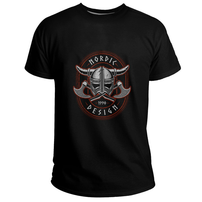 Custom Warrior Helmet With Axes Basic TShirt Viking T Shirt For Men Women