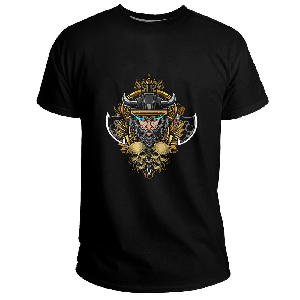Custom Warrior and Skull Basic TShirt Viking T Shirt For Men Women