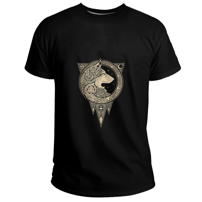 Custom Vintage Vikings Celtic Mythology Fenrir Wolf Runes Basic TShirt Viking T Shirt For Men Wome