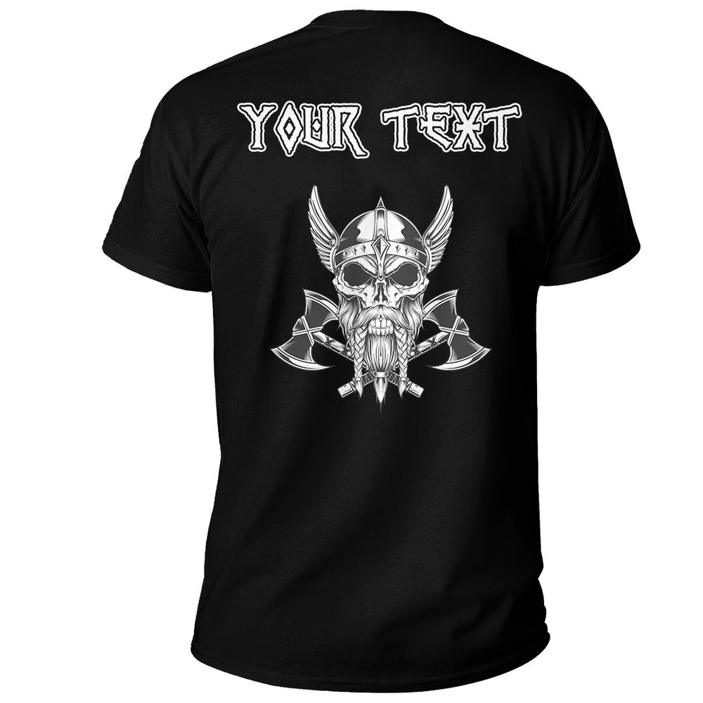 Custom Vintage Skull And Axe Wing Monochrome Basic TShirt Viking T Shirt For Men Women