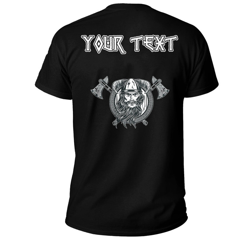 Custom Vikings Head In Horned Helmet Axes Basic TShirt Viking T Shirt For Men Women