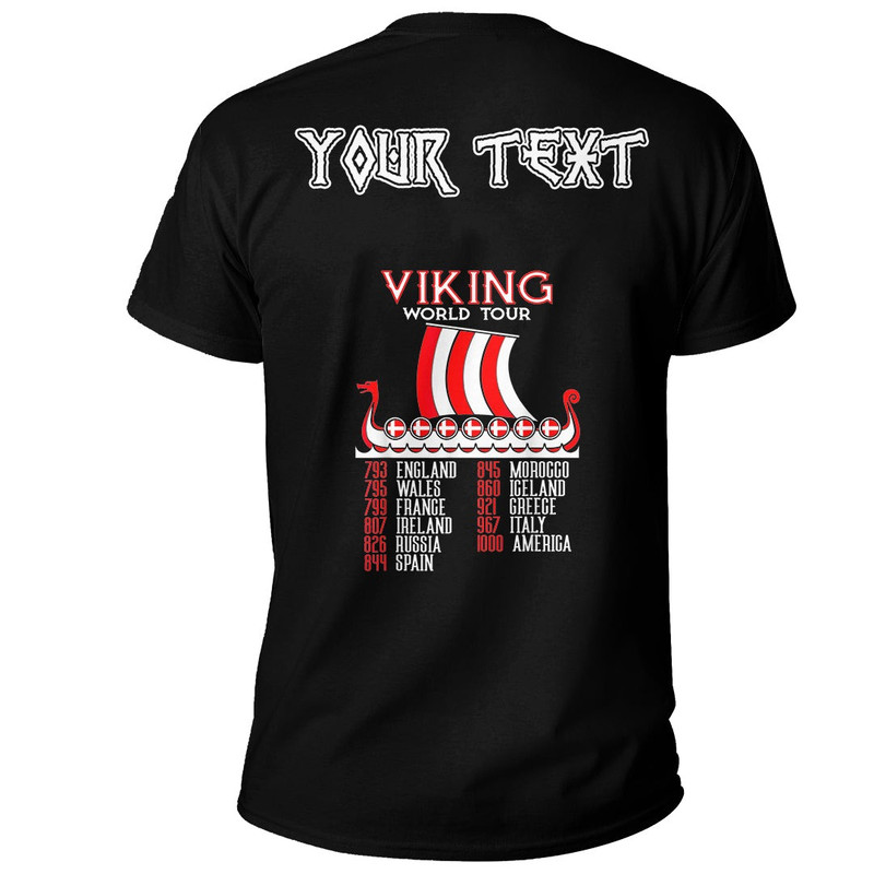Custom Viking World Tour Double sided printing Basic TShirt Viking T Shirt For Men Women