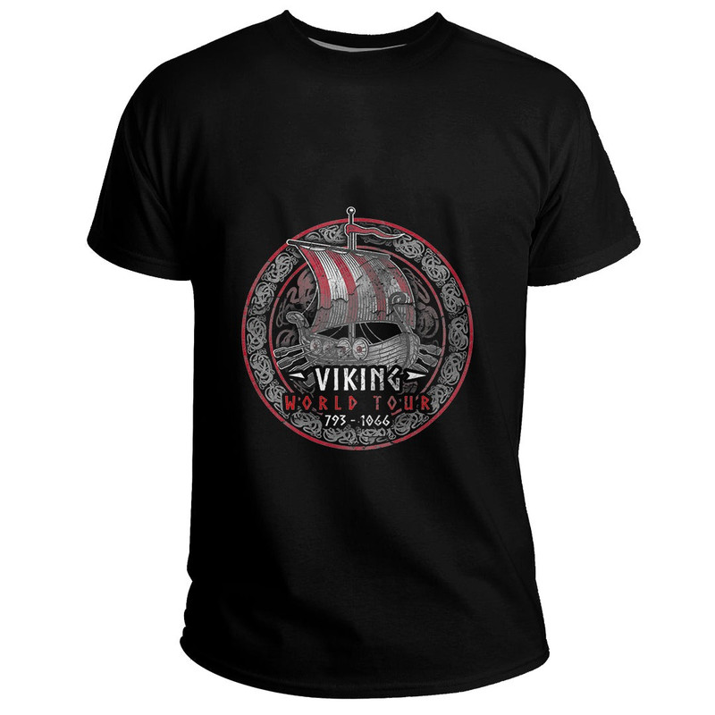 Custom Viking World Tour Double sided printing Basic TShirt Viking T Shirt For Men Women