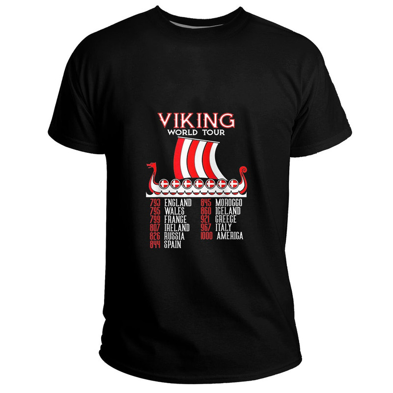 Custom Viking World Tour Denmark Viking Ship Longship Vikings Basic TShirt Viking T Shirt For Men