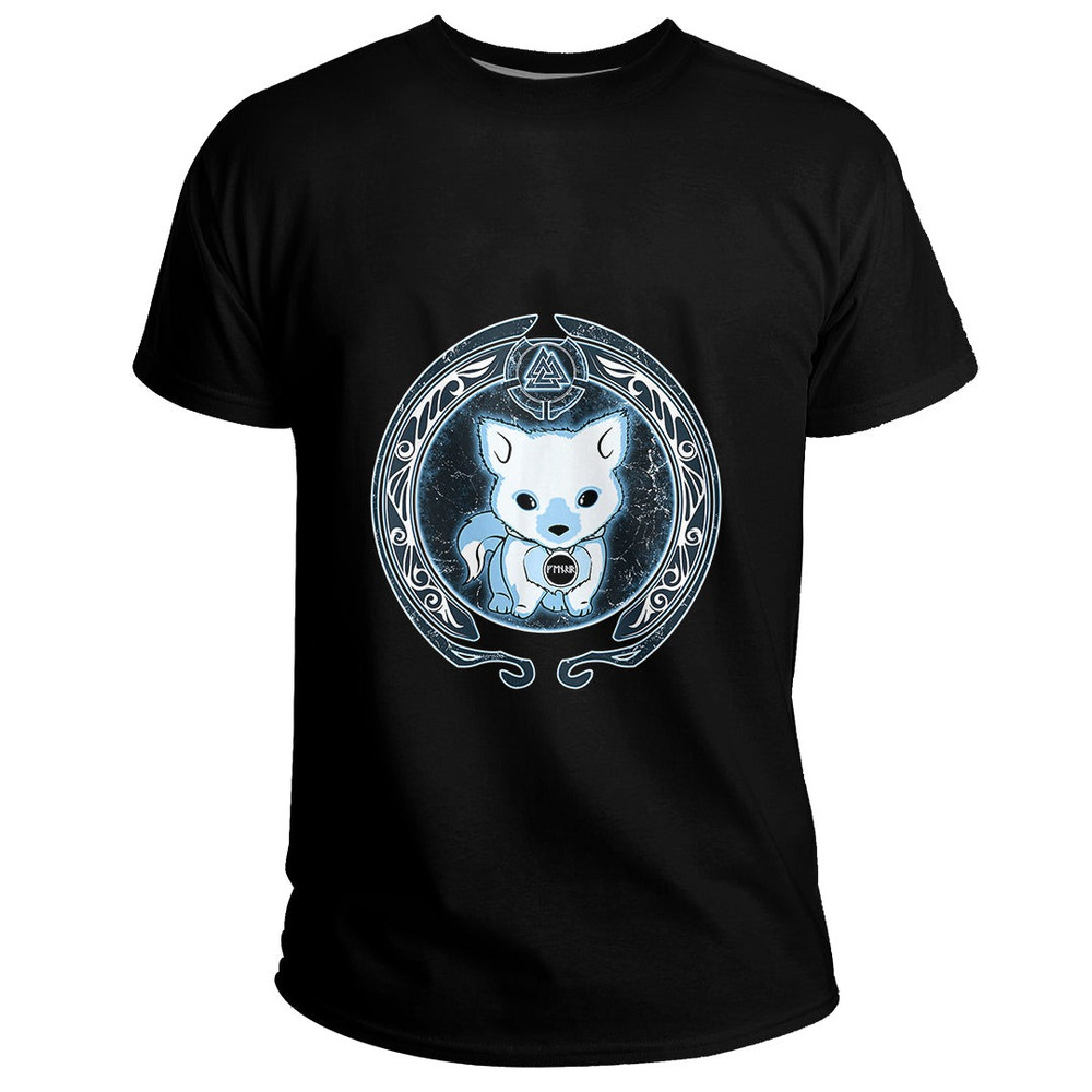 Custom Viking Fenris Wolf Pup Valknut Symbol Basic TShirt Viking T Shirt For Men Women