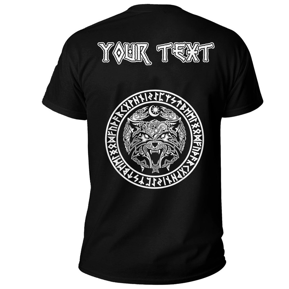 Custom Viking Fenrir Emblem Monstrous Wolf Norse Mythology Basic TShirt Viking T Shirt For Men Wom